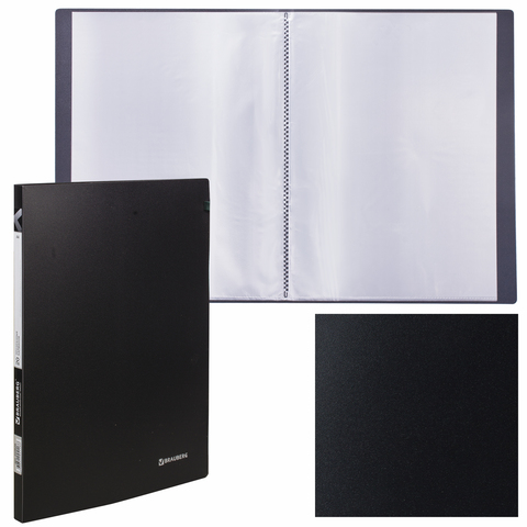 Папка 20 вклад. BRAUBERG "Бюджет" черная, 0,5мм