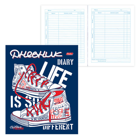 Дневник 5-11 кл., интегральный, ламин. обл., HATBER, Кеды, 48ДL5В_16044(D234402)