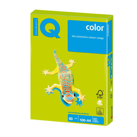 Бумага IQ color А4, 80 г/м, 100 л, неон, зеленая, NEOGN, ш/к 11057