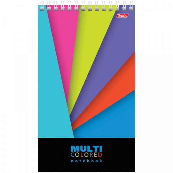 Блокнот А5 60л. на гребне Hatber "Multicolor", линия, пластиковая обложка, жесткая подложка, 80 г/м2