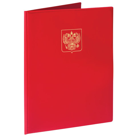 Папка адресная ПВХ "Герб России" с ляссе, формата А4, глянцевая, красная, ДПС, 2032.Г-1002