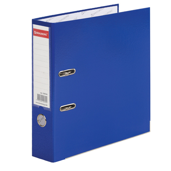 Папка-регистратор с покрытием из полипропилена, 75 мм, прочная, с уголком, BRAUBERG, синяя, 226596 