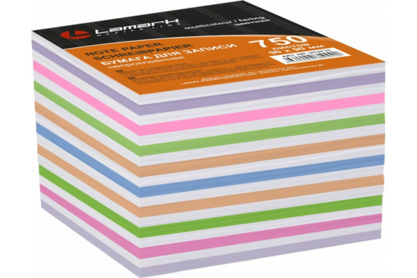 Блок для записей LAMARK 90*90мм 900л цветная в термопленке, сменная