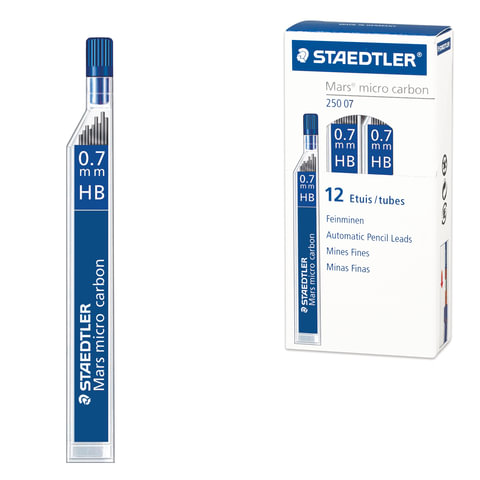 Грифель запасной STAEDTLER (Германия) "Mars Micro", HB, 0,7 мм, 12 штук, 250 07-HB 
