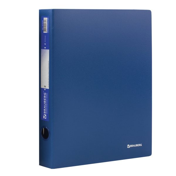 Папка 4 кольца BRAUBERG "Стандарт", 40мм, синяя, до 250 листов, 0,9мм  16023