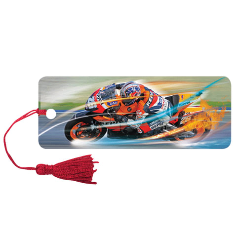 Закладка д/книг с линейкой 3D BRAUBERG, объемная, "Мотогонки", декор. шнурок-завязка, 125769