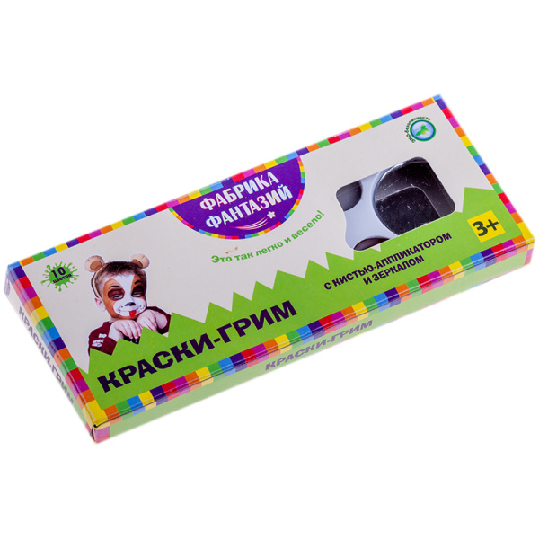 Краски для грима Фабрика фантазий, 10 цветов, кисть-аппликатор, зеркало, картон 57903/800-41264