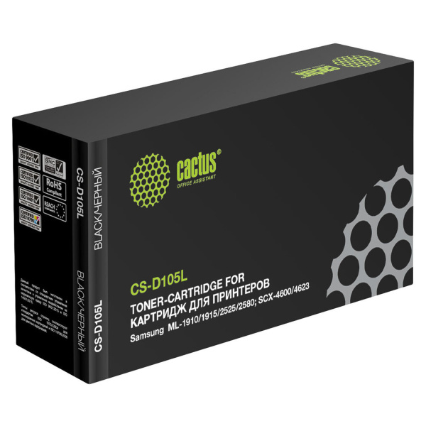 Картридж лазерный CACTUS (CS-D105L) для SAMSUNG ML-1910/SCX4600/4623F/FN, ресурс 2500 стр. ОЗ ОБ