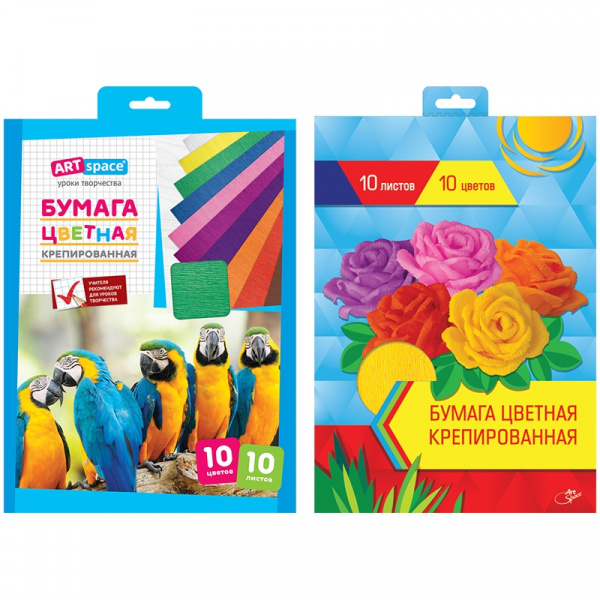 Набор крепированной бумаги ArtSpace, А4, 32г/м2, 10 листов, 10 цветов, в папке НбКр10-10_4446 Набор крепированной бумаги ArtSpace, А4, 32г/м2, 10 листов, 10 цветов, в папке НбКр10-10_4446