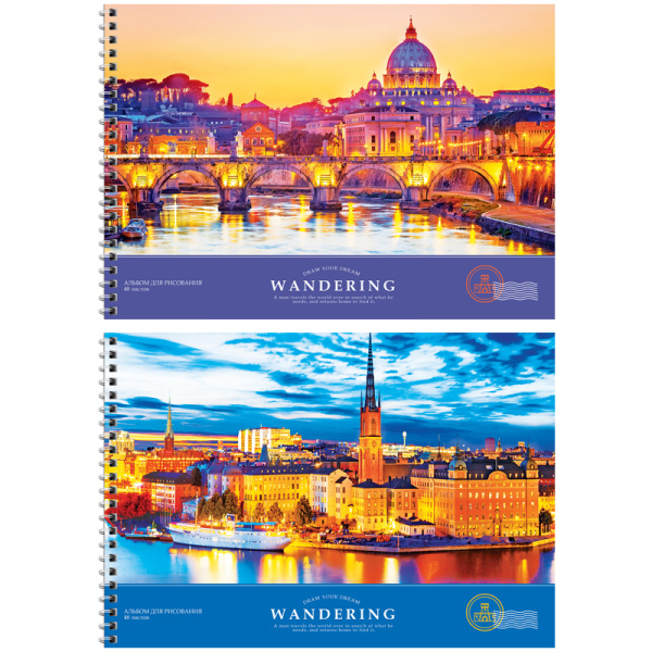 Альбом для рисования А4 48л., на гребне ArtSpace "Путешествия. Wandering" А48сп_26294