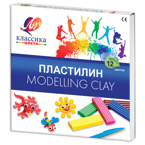 Пластилин ЛУЧ "Классика", 12 цв., 240 г, со стеком, 7С331-08