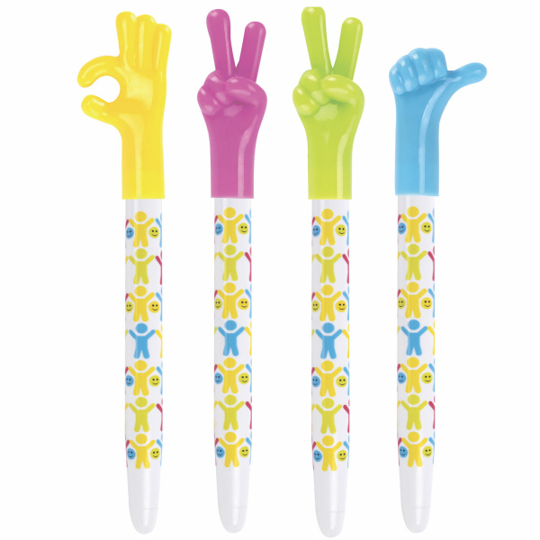 Ручка фигурная шариковая CENTRUM "Жесты", СИНЯЯ, корпус ассорти, узел 0,7 мм, дисплей, 84745