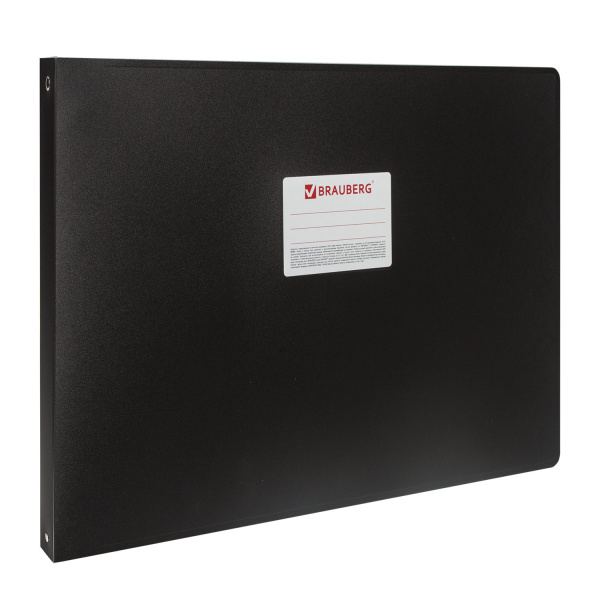 Папка на 4 кольцах BRAUBERG (БРАУБЕРГ) "Стандарт", А3, горизонтальная, 30 мм, черная, до 250 листов,