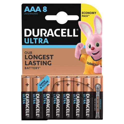 Батарейки DURACELL Ultra Power, AAA (LR03, 24А), алкалиновые,  в блистере 