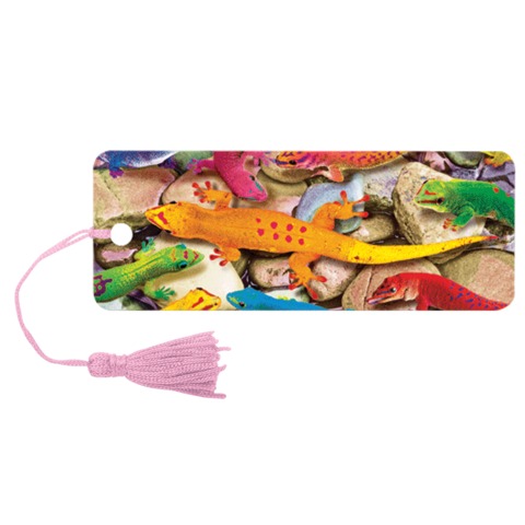 Закладка д/книг с линейкой 3D BRAUBERG, объемная, "Ящерки", декор. шнурок-завязка, 125781