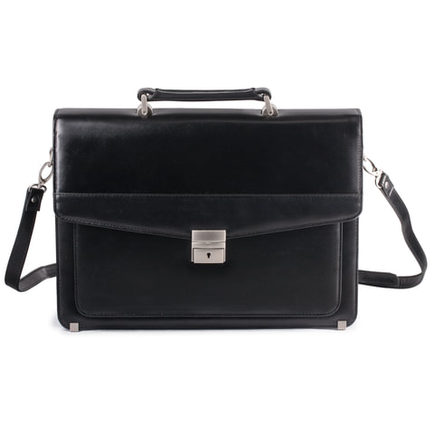 Портфель из натуральной кожи 2-036 черный