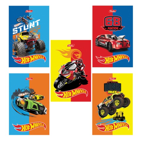 Блокнот А7 48л., склейка, 3-х цв. блок, HATBER, Машинки- (Hot wheels), 65*100мм, 48Б7В1к (B197523)