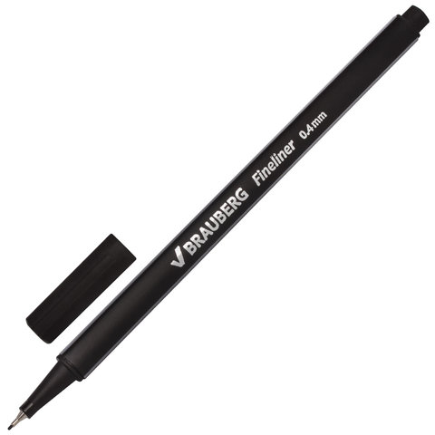 Ручка капиллярная BRAUBERG "Aero", ЧЕРНАЯ, трехгранная, металлический наконечник, линия письма 0,4мм
