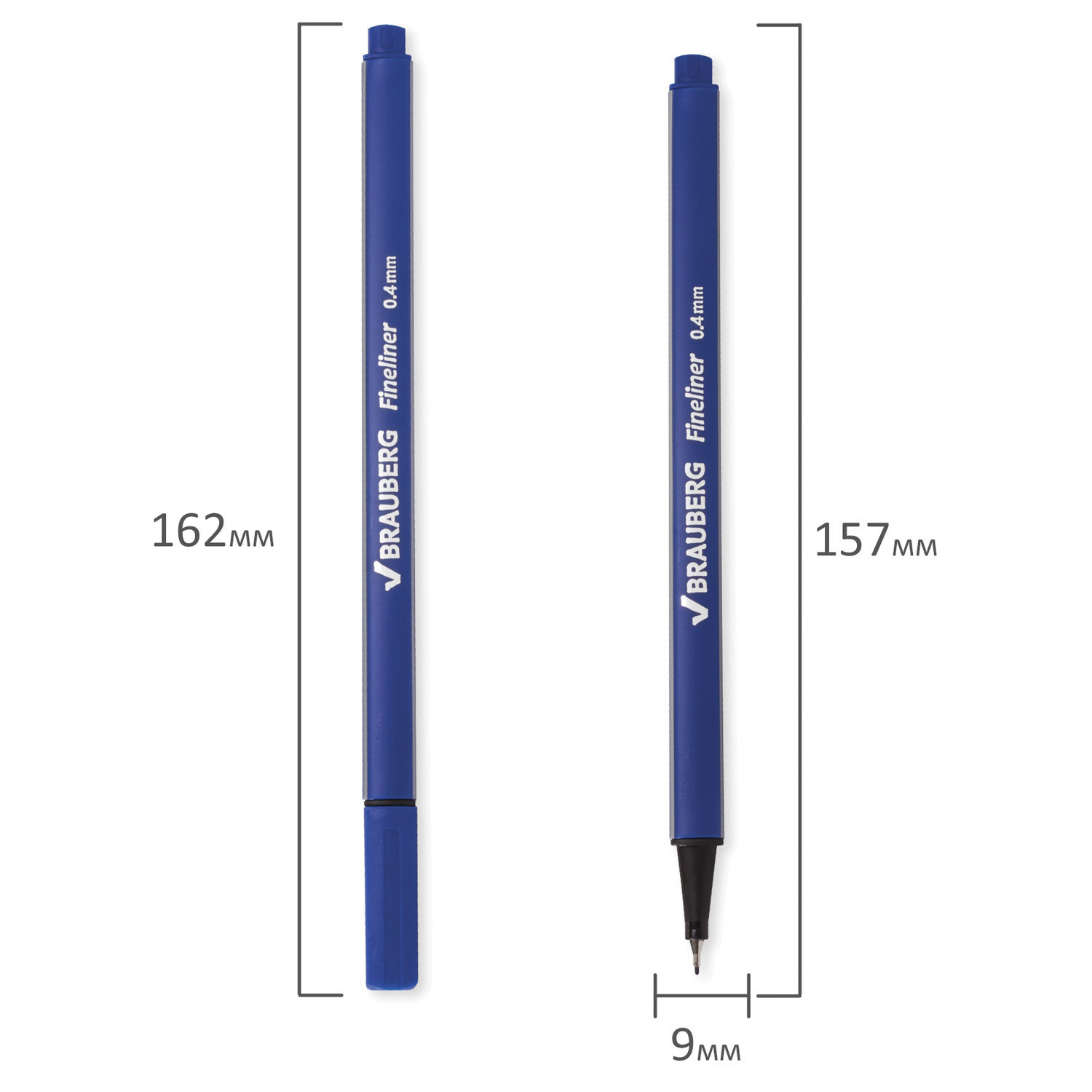 Ручка капиллярная BRAUBERG "Aero", СИНЯЯ, трехгранная, металлический наконечник, линия письма 0,4 мм