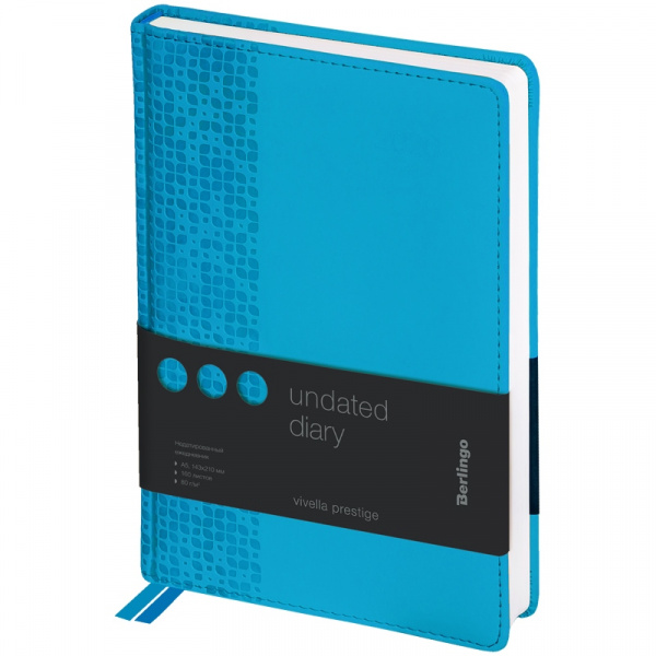Ежедневник недатированный А5 Berlingo "Vivella Prestige", 160л., кожзам, голубой Ежедневник недатированный А5 Berlingo "Vivella Prestige", 160л., кожзам, голубой