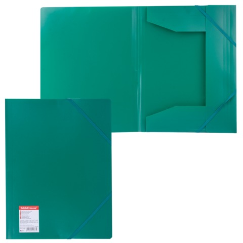 Папка на резинках ERICH KRAUSE "Standard" А4 зеленая, до 300 листов, 0,6мм, 14386 