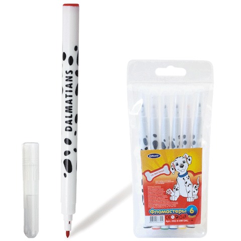 Фломастеры "Далматинцы"  6 цв., европодвес, 092Д/6
