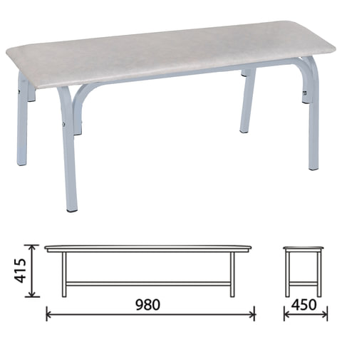 Банкетка без спинки "Астрид", 980х470х430 мм, светло-серый каркас, кожзам белый