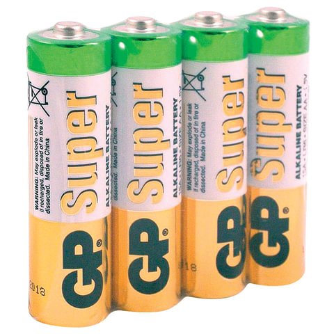 Батарейки GP Super, AA (LR06, 15А), алкалиновые, в пленке, 15ARS-2SB4