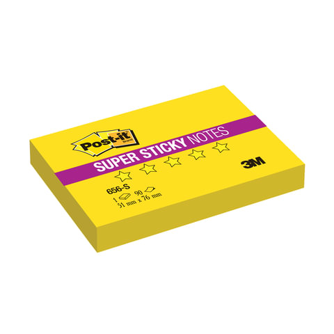 Блок самоклеящийся POST-IT Super Sticky 51х76мм, 90 л., неоновый желтый, 656-S
