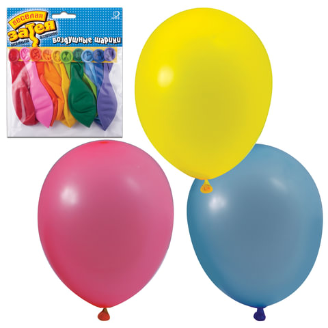 Шары воздушные 10"(25см), КОМПЛЕКТ 10 шт., 10 пастельных цветов, в упак. с европодвесом, 1111-0104
