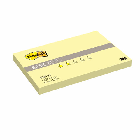 Блок самоклеящийся (стикер) POST-IT Basic, 76х127 мм, 100 л., желтый, 655R-BY