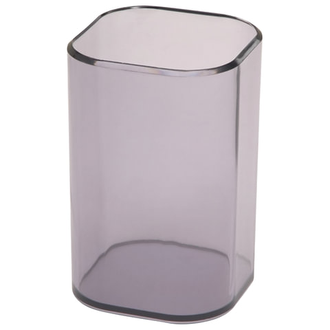 Подставка-органайзер СТАММ "Визит" (стакан для ручек), 70*70*100 мм, тонированная серая, СН35