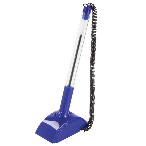 Ручка шариковая настольная ОФИСМАГ Стенд-Пен2, СИНЯЯ, пружинка, корпус синий, 0,5мм, 142165