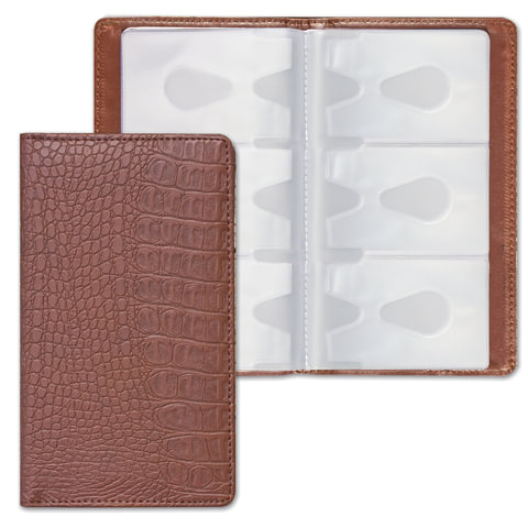 Визитница/кредитница трехрядная BRAUBERG на 96 карт, "крок. кожа", коричневый, 231762