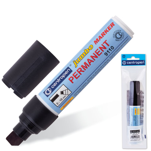 Маркер перманентный (нестираемый) CENTROPEN "Jumbo", круглый наконечник 2-10 мм, черный, 9110/Ч