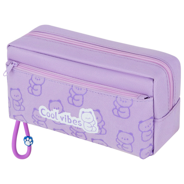 Пенал ЮНЛАНДИЯ ЮНИОР, 2 отделения, полиэстер, "Purple clouds", 21х8х6 см, 273810