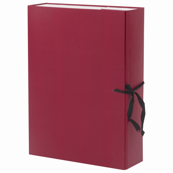 Короб архивный BRAUBERG 70мм, переплетный картон/бумвинил, 2 завязки, до 600 листов, бордовый