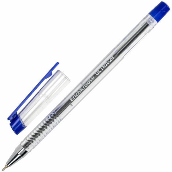 Ручка шар. масл. ERICH KRAUSE "Ultra L-20", масл, корпус прозрачный, толщ. письма 0,7мм, 13875,синяя