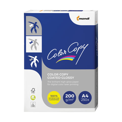 Бумага COLOR COPY GLOSSY белая мел глянц А4,200г/м 250л.класс "А++"Австрия,белизн 138%(CIE),ш/к26099