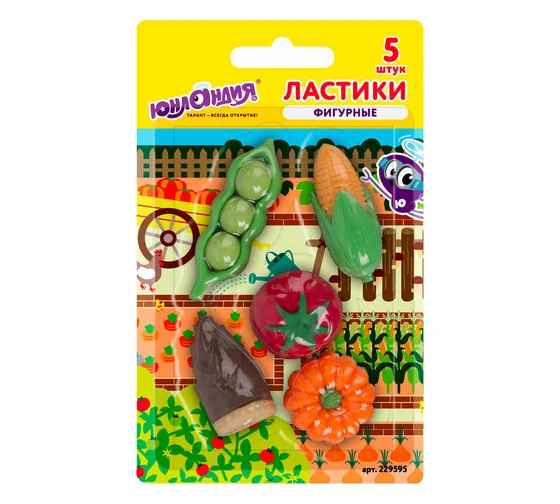 Набор ластиков фигурных ЮНЛАНДИЯ "Огород", 5 шт., ассорти