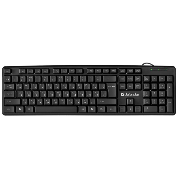 Клавиатура проводная DEFENDER Element HB-520, USB, 104 клавиши + 3 дополнительные клавиши, черная