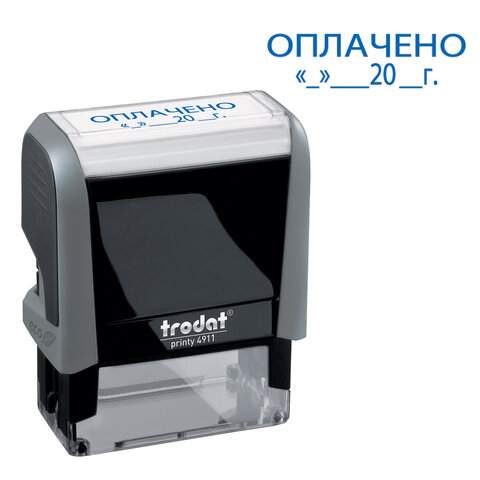 Штамп стандартный "ОПЛАЧЕНО, дата", оттиск 38*14мм синий, TRODAT 4911-3.13