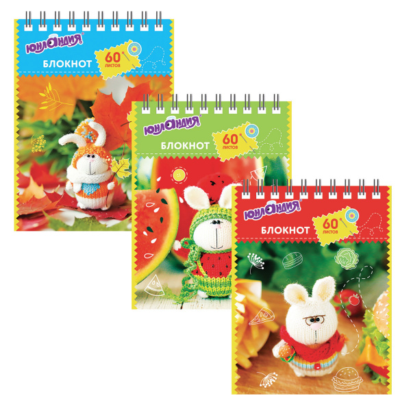 Блокнот МАЛЫЙ ФОРМАТ (108х146 мм) А6, 60 л., гребень, картон, клетка, ЮНЛАНДИЯ, "КРОШКА-КРОЛИК", 129