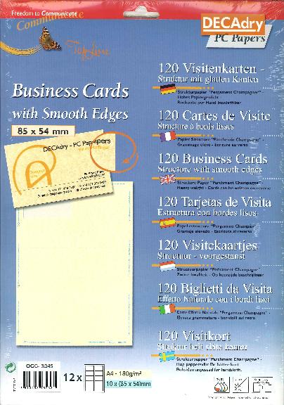 Бумага А4 DECADRY для визитных карточек на листе OCC-3345