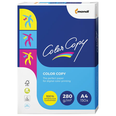 Бумага COLOR COPY, белая, А4, 280 г/м2, 150 л., для полноцветной печати, "А++", Австрия, 161% (CIE)