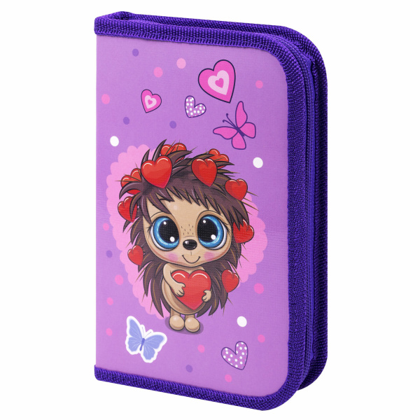 Пенал ПИФАГОР, 1 отделение, ламинированный картон, 19х11 см, Silly Spikes, 271502