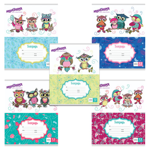 Тетрадь 12л. ЮНЛАНДИЯ клетка, обложка картон, "УМНЫЕ СОВЫ" Тетрадь 12л. ЮНЛАНДИЯ клетка, обложка картон, "УМНЫЕ СОВЫ"