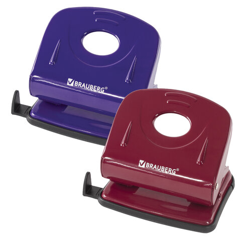 Дырокол BRAUBERG "Universal", до 25 листов, ассорти (синий /бордовый)