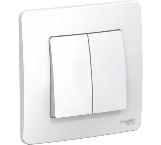 Выключатель двухклавишный наружный 250В 6А белый