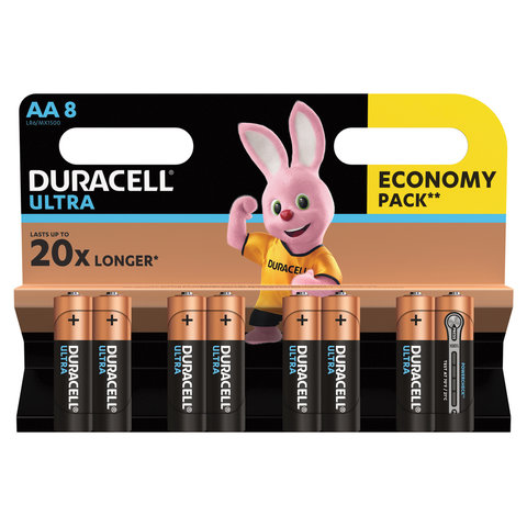 Батарейки DURACELL Ultra Power, AA (LR06, 15А), алкалиновые, КОМПЛЕКТ 8 шт., в блистере